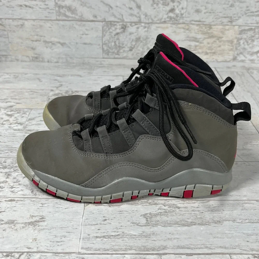 Nike Jordan 10 Retro Shoes Boys Size 2Y Smoke‎ Gray Rush Pink 487212-006